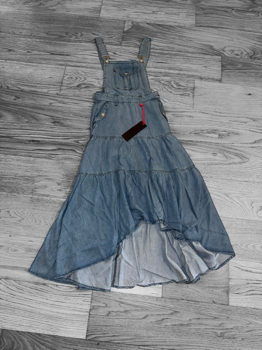 Vibrant Denim Blue Overall Maxi Dress with Adjustable Straps